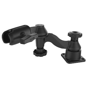 Heavy Duty C Size Arms: RAM Marine Swing Arm - Double with Swivel Single Socket - Horizontal Base