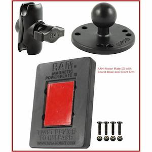 RAM Radar Detector Mount - Power Plate with Double Socket Arm (Short)