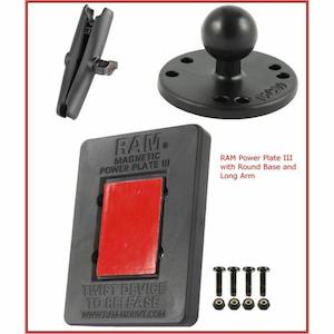 RAM Radar Detector Mount - Power Plate with Double Socket Arm (Long)