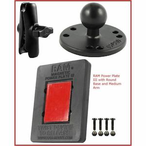 RAM Radar Detector Mount - Power Plate with Double Socket Arm (medium)