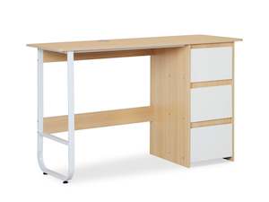 Gavin 120cm Computer Desk with Drawers - Natural + White