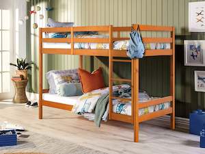 Maroon Single Wooden Bunk Bed Frame - Oak