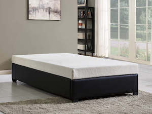 FUJI SINGLE Slat PU Bed - BLACK