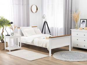 Furniture: Kamet Single Wooden Bed Frame - White