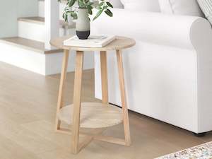 Andile Round Coffee Table Side Table - Oak