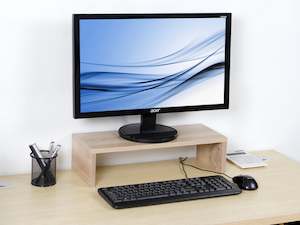 Furniture: Monitor Stand Desk Storage - Oak