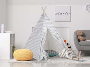 Furniture: Leni Kids Teepee Kid Play Tent - Grids Pattern