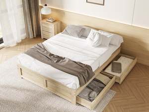 Furniture: Borneo Queen Storage Bed - Oak