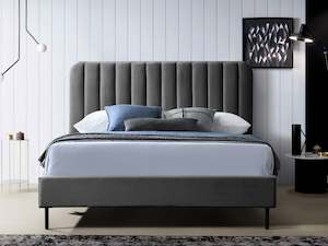 Rainier Queen Velvet Bed Frame - Charcoal