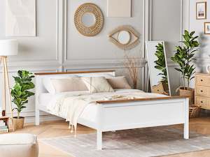 Furniture: Kamet Queen Wooden Bed Frame - White