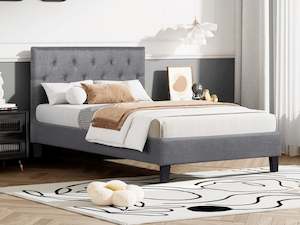 Furniture: Blane King Single Bed - Dark Grey