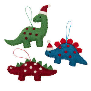 Fairtrade Felted Christmas Decoration - Dinosaurs