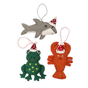 Fairtrade Felted Christmas Decoration - Shark, Frog or Lobster