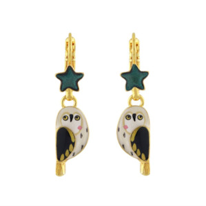 Taratata - Lever Back Owl Earrings with Stars