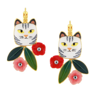 Gift: Taratata - Lever Back Floral Cat Earrings