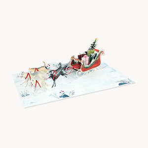 Pop Up Christmas Card - Sled Dog