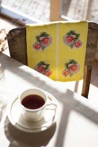 Gift: Ali Davies - Linen Tea Towel - Vintage Rose Zesty Lemon