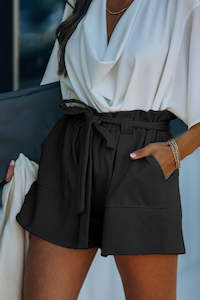 Internet only: Black Cotton Blend Pocketed Knit Shorts