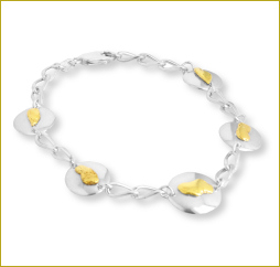 Silver Natural Gold Nugget Bracelet