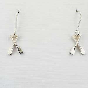 Rowing Sterling Silver Crossed Oar on Hook Earring