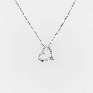 CZ Sterling Silver Heart Necklace