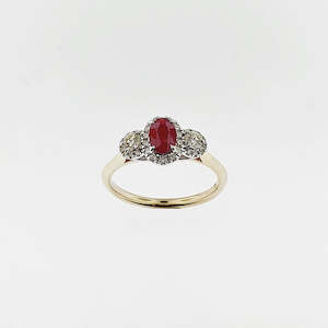 Ruby & Diamond 9ct Yellow & White Gold Ring