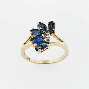 Sapphire & Diamond 9ct Yellow Gold Ring