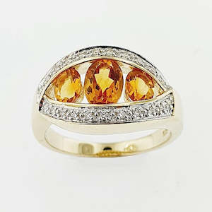 Citrine & Diamond 9ct Yellow Gold Ring