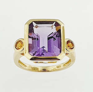 Amethyst & Citrine 9ct Yellow Gold Ring