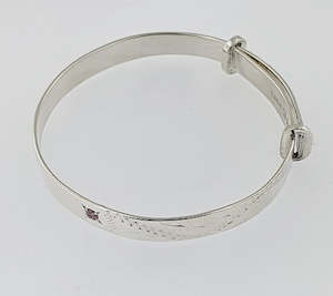 Pink CZ Sterling Silver Baby Bangle