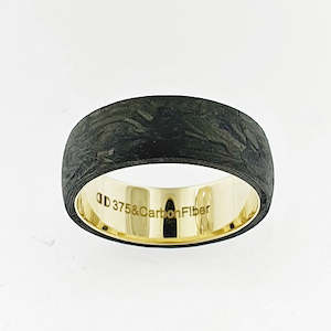 9ct Yellow Gold & Carbon Fibre Ring