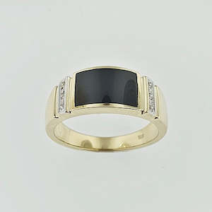 Onyx & Diamond Wide Ring