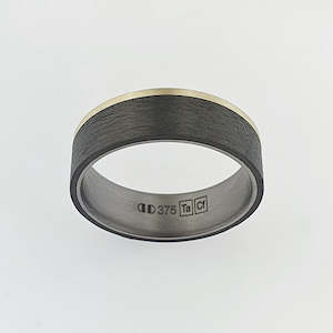 Tantalum, Carbon Fibre & 9ct Yellow Gold Ring