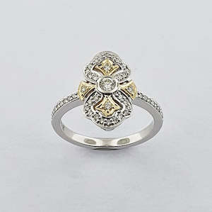 9ct Yellow & White Gold Diamond Ring