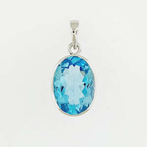 Blue Topaz Sterling Silver Pendant