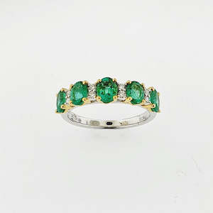 Emerald & Diamond 9ct White & Yellow Gold Ring