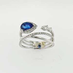 Blue Sapphire & Diamond 18ct White Gold Ring