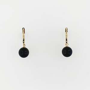 Onyx 9ct Yellow Gold Huggie Earrings