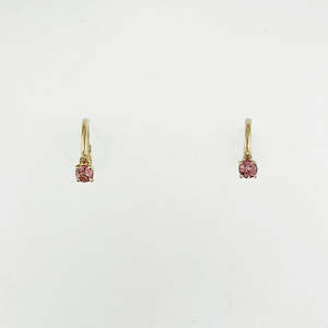 Pink Tourmaline 9ct Yellow Gold Huggie Earrings