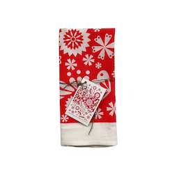 Red Flower Tea Towel by The Green Collective (50% Linen)