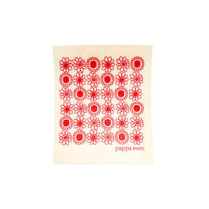 Household textile: Swedish Dishcloth SPRUCE - Pappa Sven Red Daisy