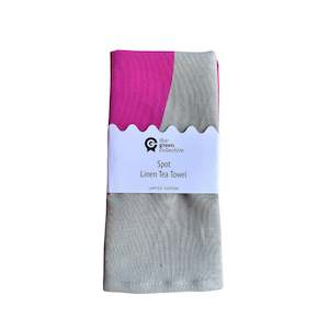 Pink SPOT Tea Towel by The Green Collective (50% Linen)