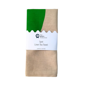 Kelly Green SPOT Tea Towel by The Green Collective (50% Linen)