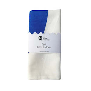 Cobalt Blue SPOT Tea Towel by The Green Collective (50% Linen)