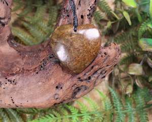 NZ Greenstone Medium Heart Pendant (AA010) Rimu Pounamu at SPECIAL PRICE