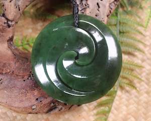 NZ Greenstone XLarge Koru Pendant (BA302) Kawakawa Pounamu