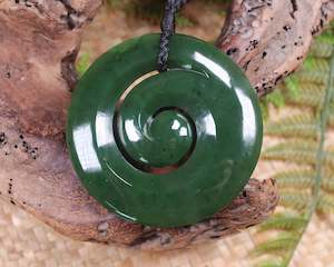 NZ Greenstone XLarge Koru Pendant (BA261) Kawakawa Pounamu