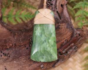 NZ Greenstone Small Toki Pendant (BA466) Flower Jade Pounamu