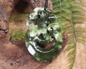 NZ Greenstone Large Manaia Pendant (BA677) Hapopo Pounamu