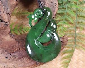 NZ Greenstone XLarge Manaia Pendant (BA395) Hapopo Pounamu